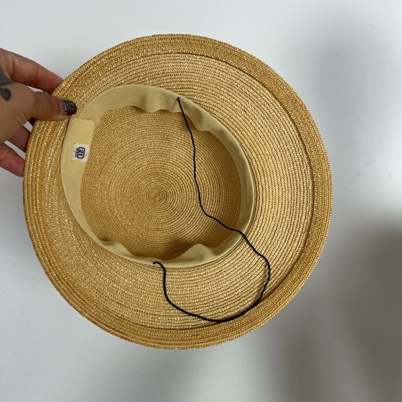 BLUE FLORAL 50’s 50s Cherries Berries & Pearls Vintage Straw Brimmed Sunhat Hat - Picture 14 of 16